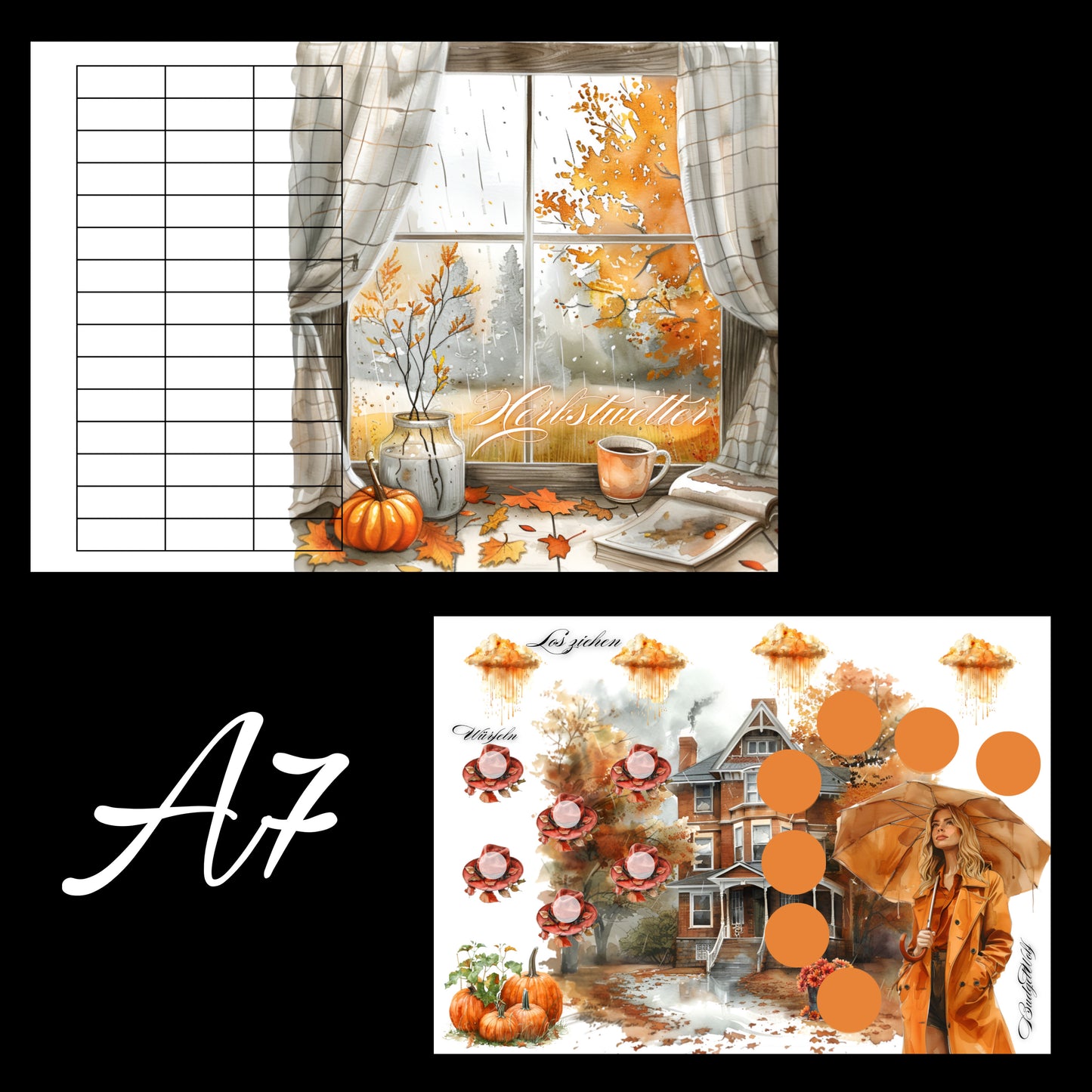 Jahreszeiten Klappkarten A7